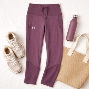 Under Armour Purple Drawstring Pocket Leggings Athletic Fitted Size Small